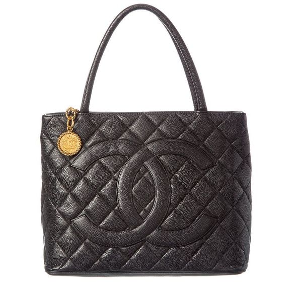 Chanel Handbags - Chanel Black Quilted Caviar Leather Medallion Tote (Authentic Pre-Owned)